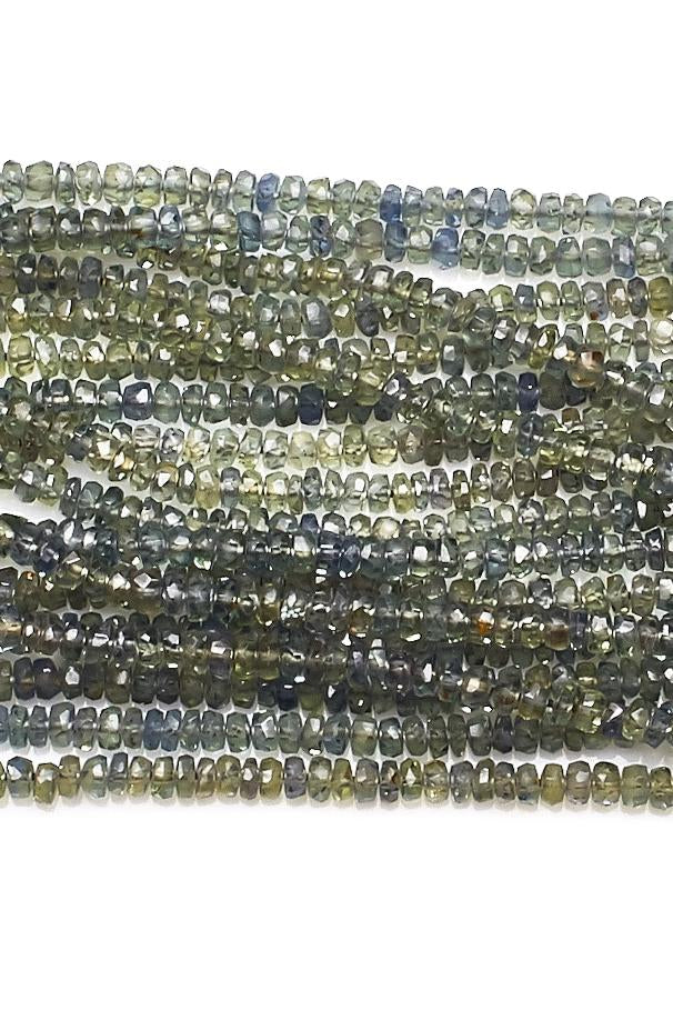 Sapphire Green Rondelle Faceted Natural Beads