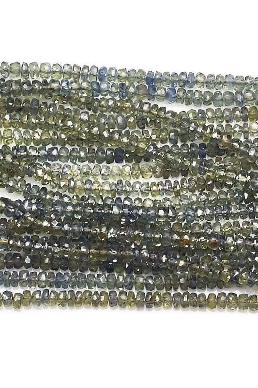 Sapphire Green Rondelle Faceted Natural Beads