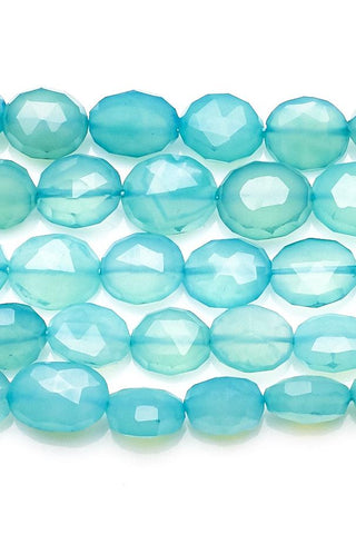 Chalcedony Blue Oval Faceted Heat Treated Beads