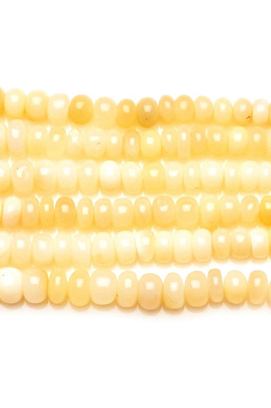 Opal White Rondelle Smooth Natural Beads