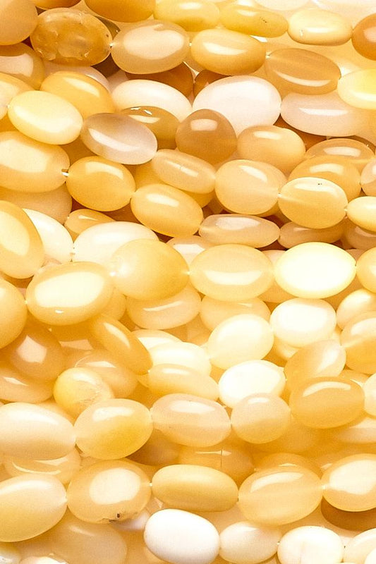 Opal White Oval Smooth Natural Beads