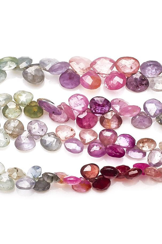 Sapphire Multi Heart Faceted Natural Beads