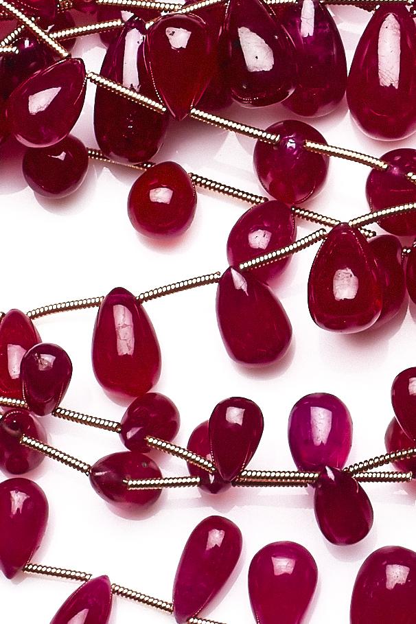 Ruby Red Drop Smooth Natural Beads