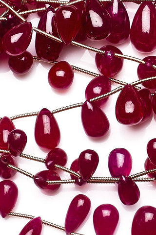 Ruby Red Drop Smooth Natural Beads