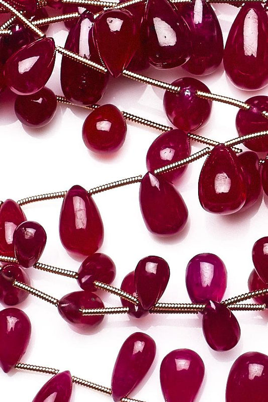 Ruby Red Drop Smooth Natural Beads