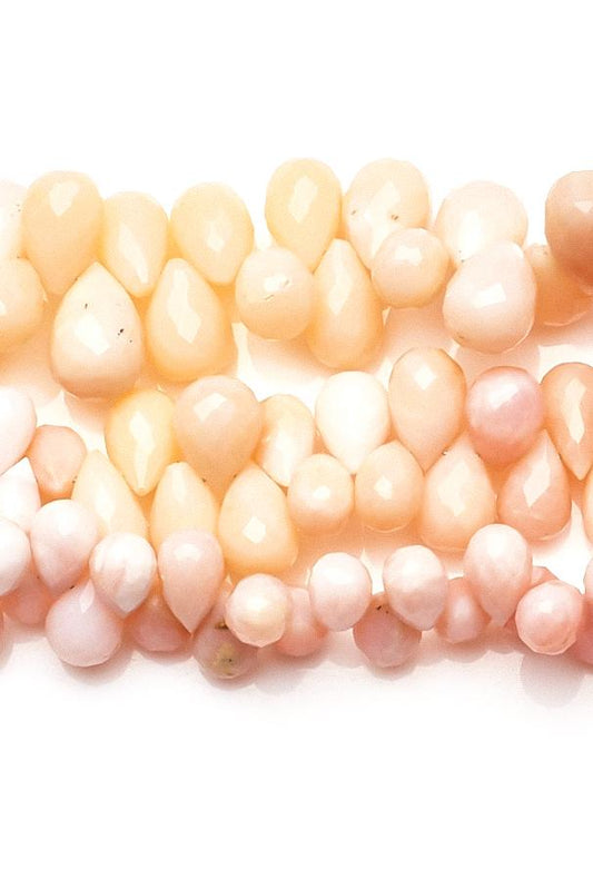 Pink Opal Pink Drop Faceted Natural Beads