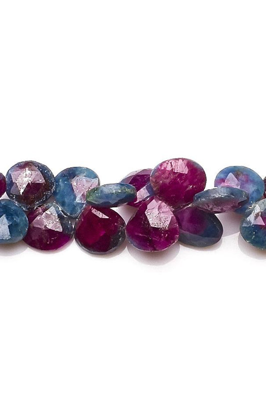 Ruby Zoisite Mixed Heart Faceted Natural Beads