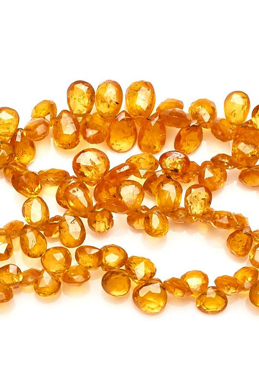 Spetatite Orange Pear Faceted Natural Beads