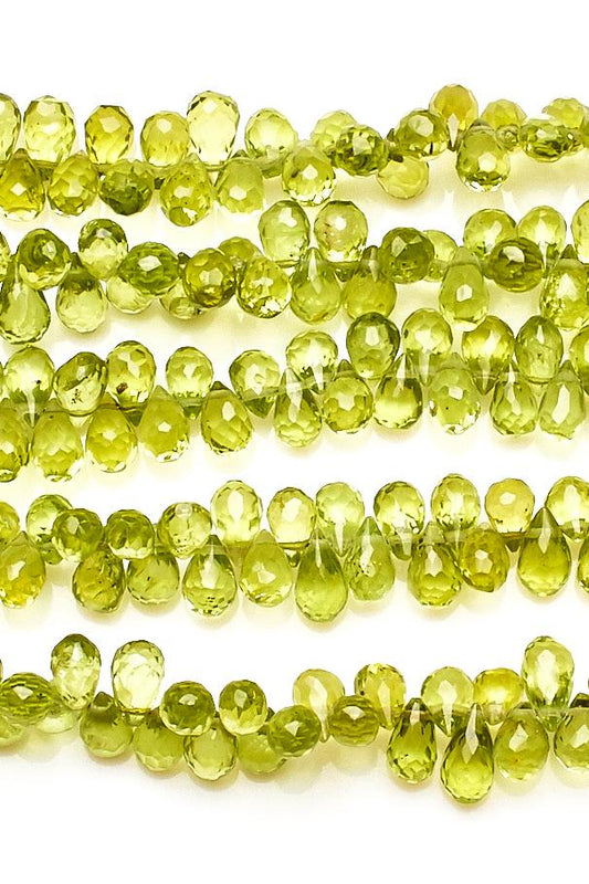 Peridot Green Drop Faceted Natural Beads