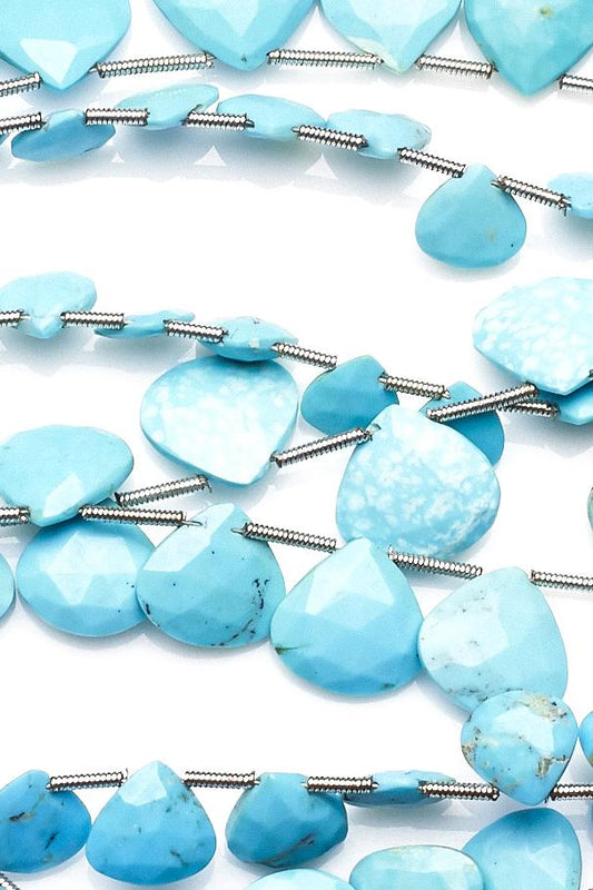 Turquoise Blue Heart Faceted Natural Beads