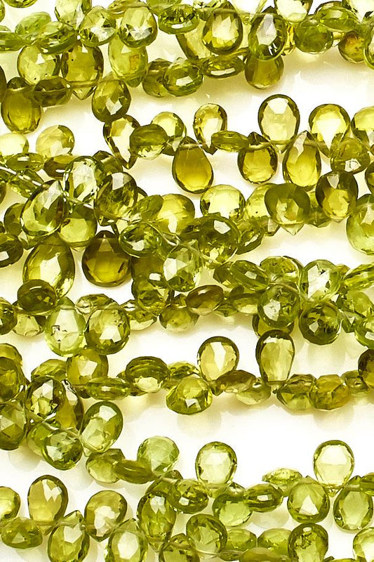 Peridot Green Pear Faceted Natural Beads 8 inches strands