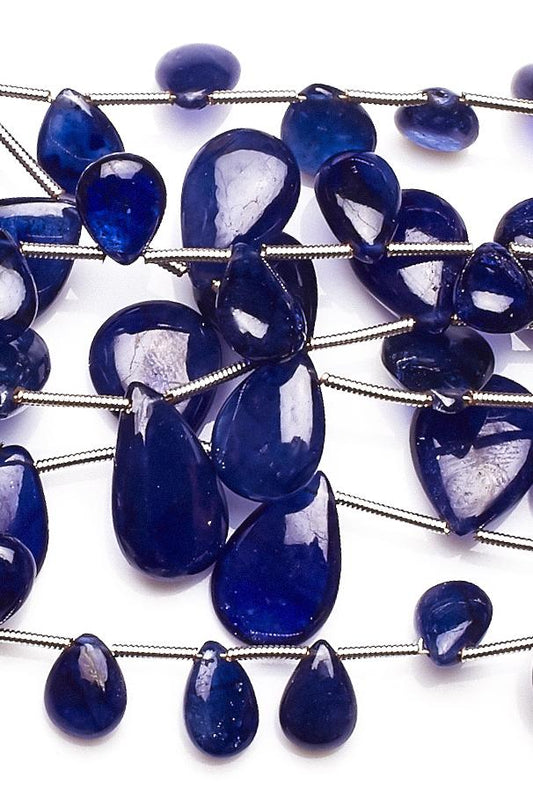 Sapphire Blue Pear Smooth Glass Filled Beads