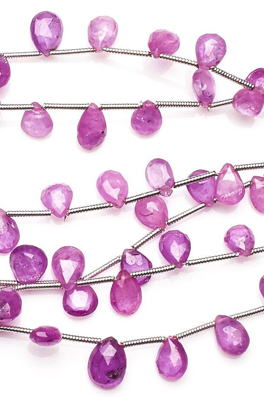 Sapphire Pink Pear Faceted Natural Beads