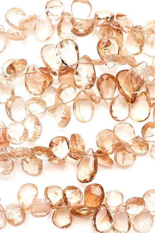 Crystal Quartz Peach Pear Faceted Coating Beads