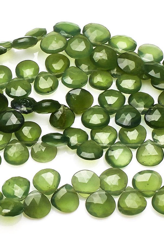 Green Agate Green Heart Faceted Natural Beads