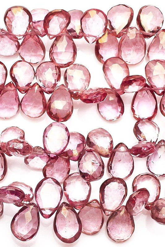 Crystal Quartz Pink Pear Faceted Coating Beads