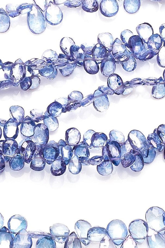 Crystal Quartz Blue Pear Faceted Coating Beads