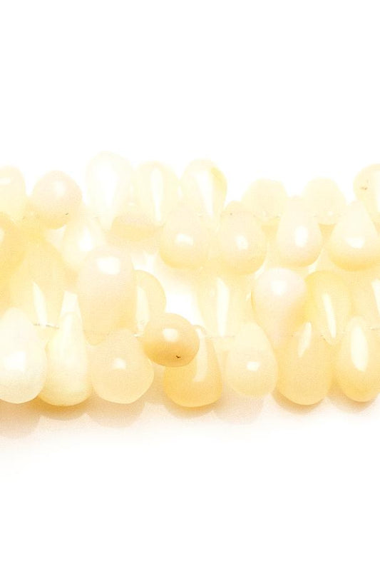 Ethiopian Opal White Drop Smooth Natural Beads
