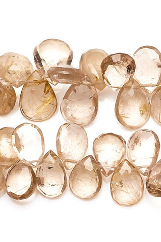 Rutile Gold Pear Faceted Natural Beads