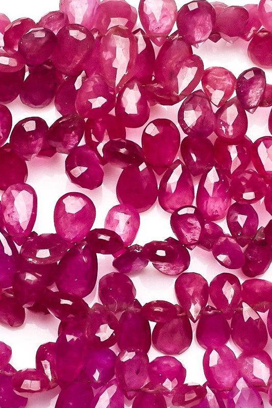 Sapphire Pink Pear Faceted Glass Filled Beads