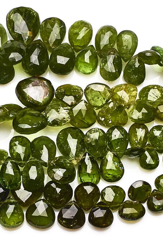 Chrondocsite Green Heart Faceted Natural Beads