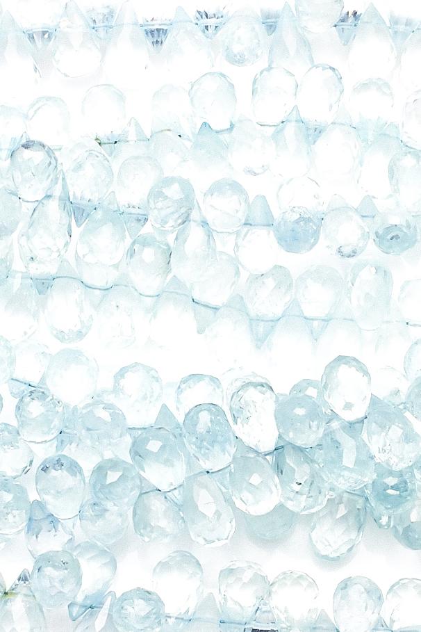 Aquamarine Blue Drop Faceted Natural Beads