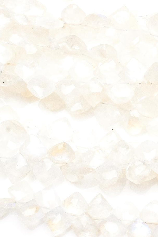 Moonstone White Square Faceted Natural Beads