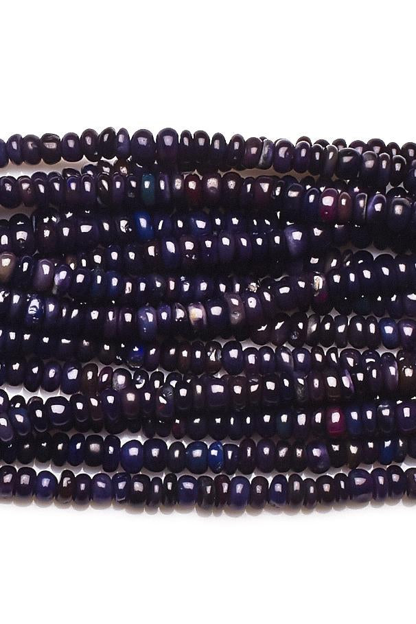 Blue Opal Black Rondell Smooth Natural Beads