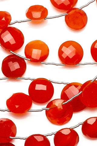 Carnelian Orange Coin Faceted Natural Beads