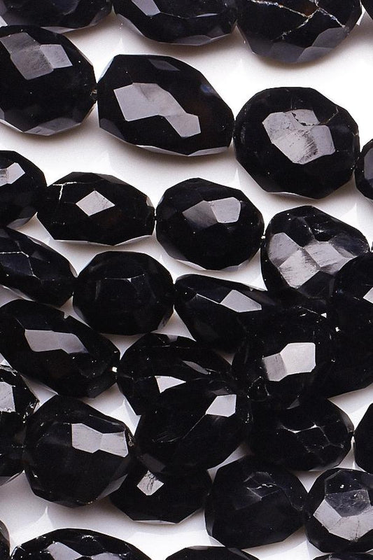 Black Spinel Black Nugget Faceted Natural Beads