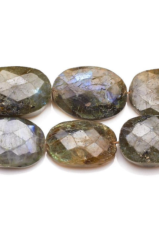 Moonstone Grey Large Oval Faceted Natural Beads