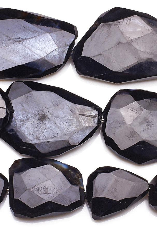 Black Spinel Black Nugget Faceted Natural Beads