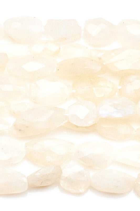 Moonstone White Nugget Faceted Natural Beads