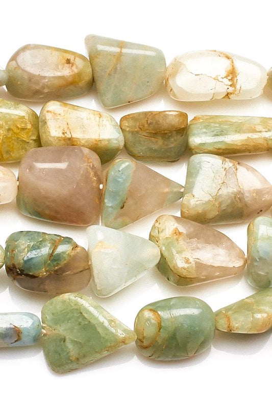 Jasper Green Nugget Smooth Natural Beads