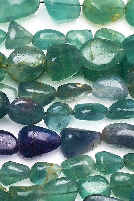Fluorite Green Nugget Smooth Natural Beads