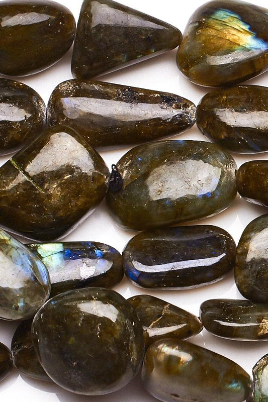 Labradorite Grey Nugget Smooth Natural Beads