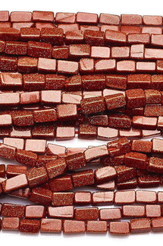 Sunstone Brown Rectangle Smooth Manmade Beads