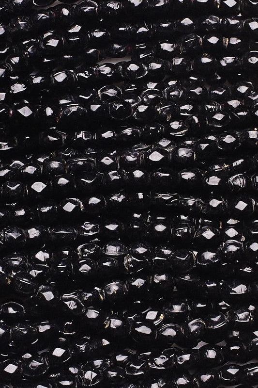 Black Stone Black Oval Faceted Natural Beads