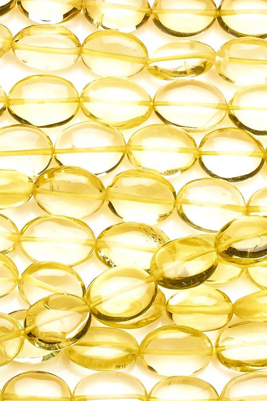 Lemon Quartz Yellow Oval Smooth Natural Beads