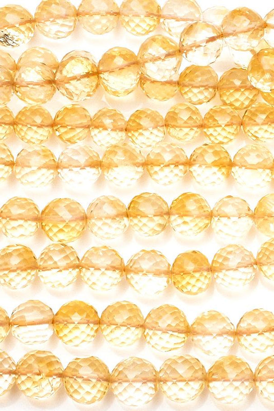 Citrine Orange Round Faceted Natural Beads