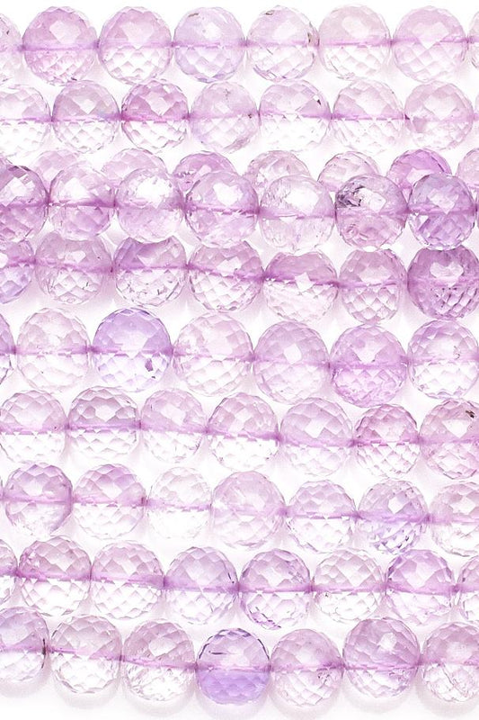Pink Amethyst Purple Round Faceted Natural Beads
