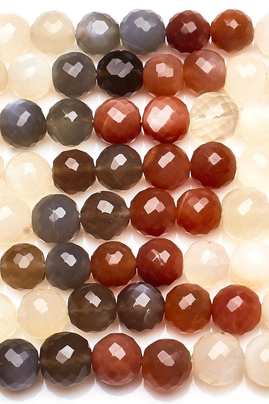 Moonstone Multi Round Faceted Natural Beads