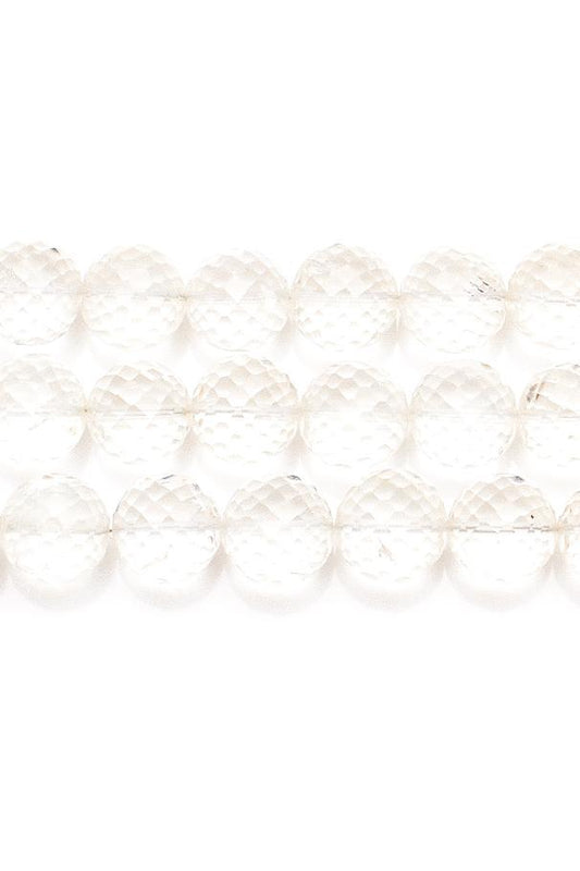 Crystal Quartz Clear Round Faceted Natural Beads