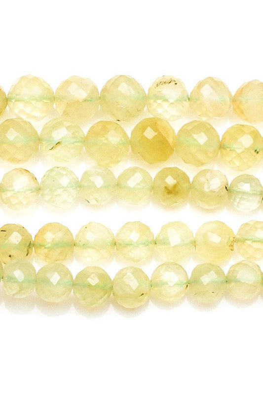 Prehnite Green Round Faceted Natural Beads