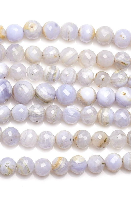 Chalcedony Blue Round Faceted Natural Beads