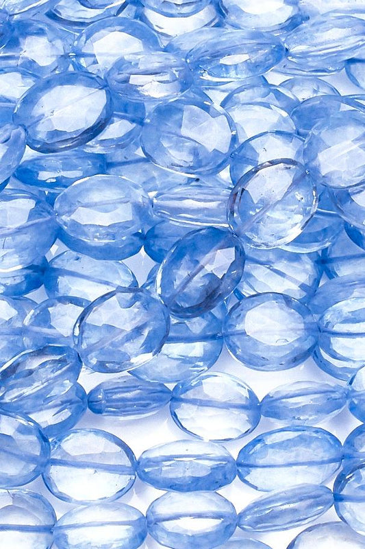 Crystal Quartz Blue Oval Faceted Coating Beads