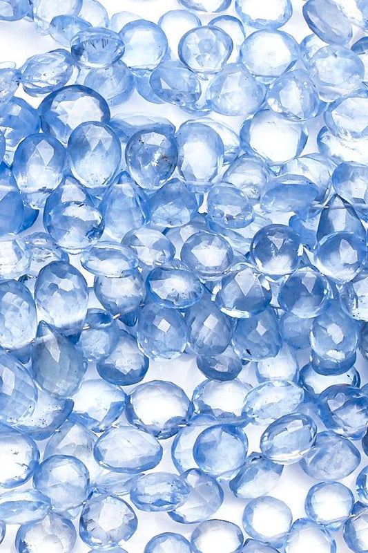 Crystal Quartz Blue Heart Faceted Coating Beads