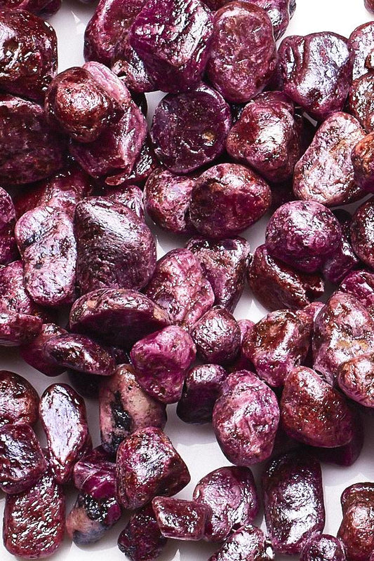 Ruby Red Nuggets Rough Mystic Coating Beads
