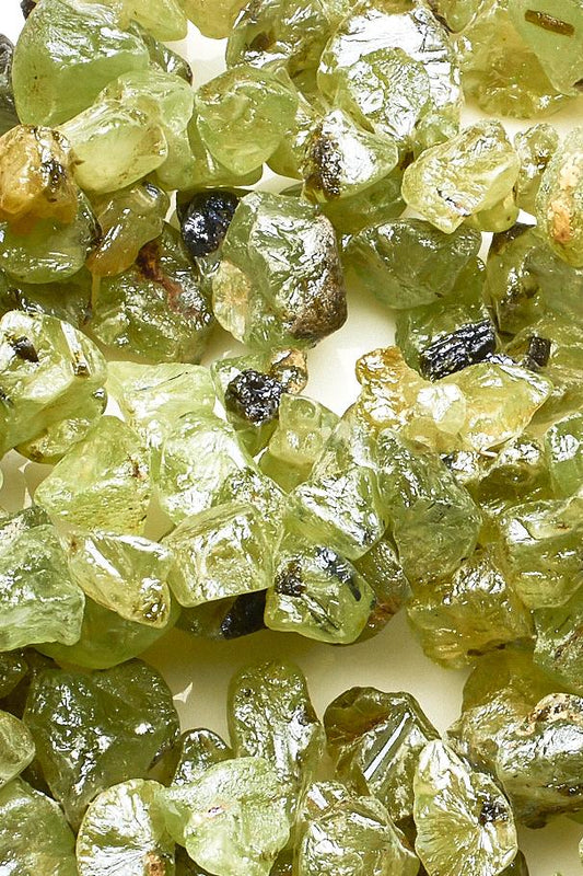 Peridot Green Nuggets Rough Mystic Coating Beads