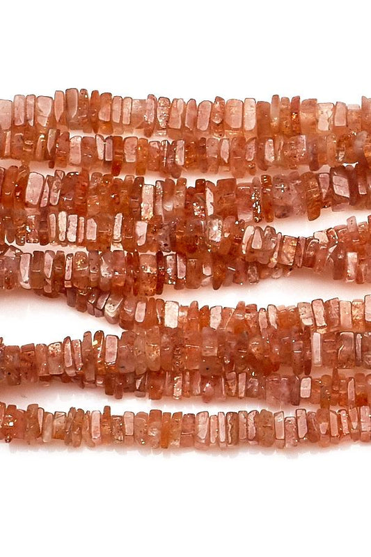 Peach Moonstone Square Chips Smooth Natural Beads
